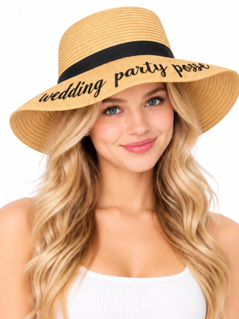 C.C Embroidered Lettering Straw Summer Sun Hat